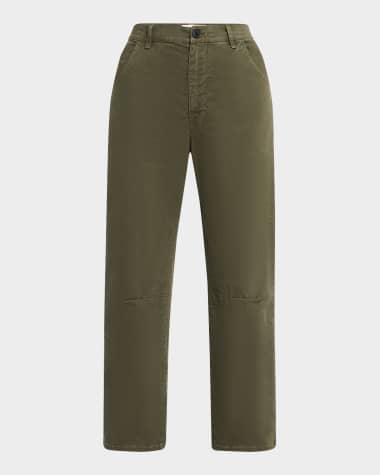 Nili Lotan Emerson Brushed Cotton Barrel-Leg Crop Pants