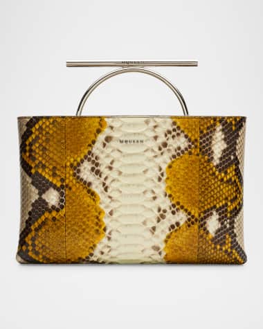 McQueen T-Bar Python Box Clutch Bag