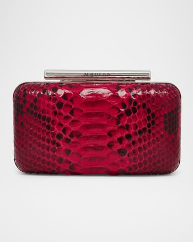 McQueen T-Bar Python Box Clutch Bag
