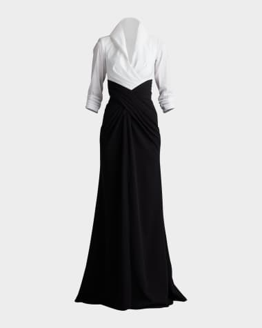 Tadashi Shoji Pleated Taffeta & Crepe Gown