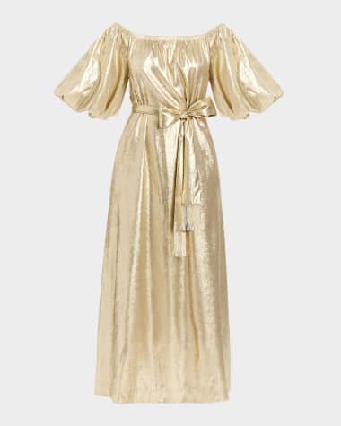 Mestiza New York Rafaella Off-Shoulder Metallic Gown