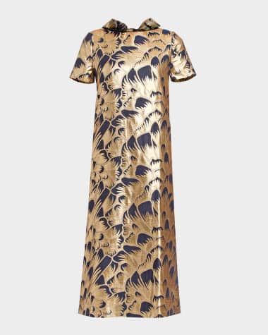 Mestiza New York Adria Metallic Jacquard Midi Shift Dress