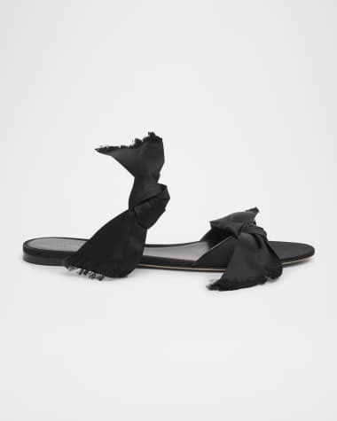 THE ROW Vika Silk Knot Flat Slide Sandals