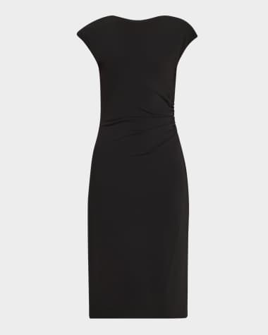 Emporio Armani Ruched Boat-Neck Knee-Length Jersey Dress