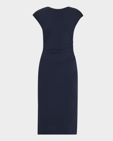 Emporio Armani Ruched Boat-Neck Knee-Length Jersey Dress