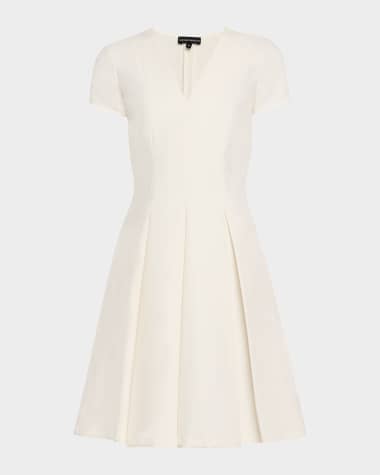 Emporio Armani Emma Pleated V-Neck Mini Dress