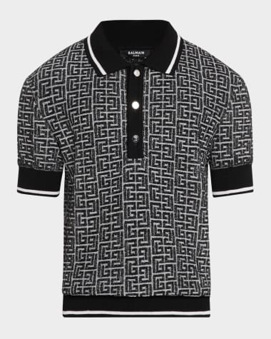 Balmain Men's Monogram Knit Polo Shirt