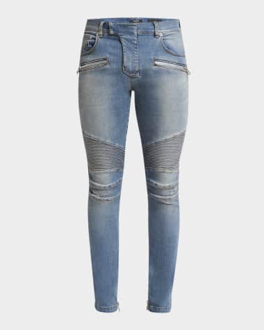 Balmain Men's Denim Biker Pants