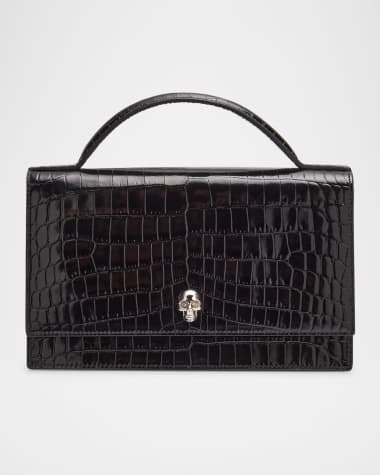 McQueen Medium Skull Croc-Embossed Leather Top-Handle Bag