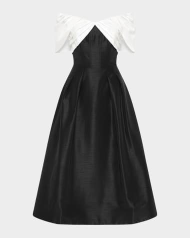 REBECCA VALLANCE Eliza Bicolor Strapless Midi Dress