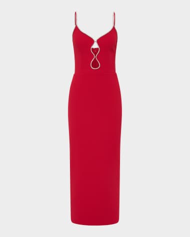 REBECCA VALLANCE Akari Crystal-Trim Cutout Midi Dress