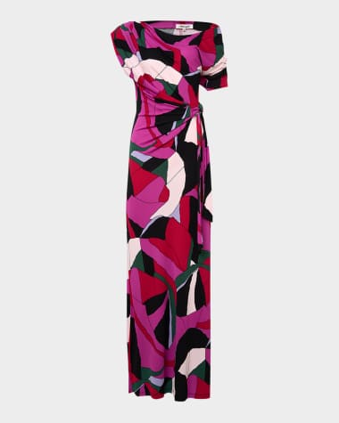 Diane von Furstenberg Eliana One-Shoulder Column Maxi Dress