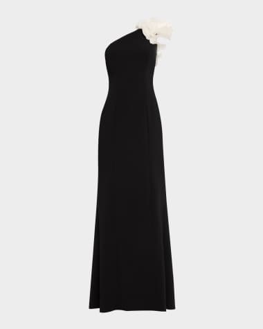 Rickie Freeman for Teri Jon One-Shoulder Crepe Gown