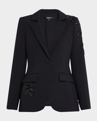 Badgley Mischka Collection Single-Button Bead Embellished Jacket