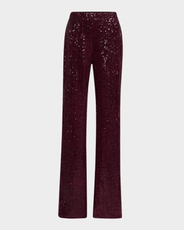 Badgley Mischka Collection Straight-Leg Sequin Pants