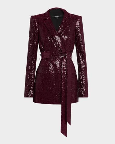 Badgley Mischka Collection Double-Breasted Sequin Jacket