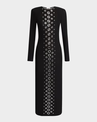 Rabanne Grommet Long-Sleeve Maxi Dress