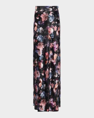 L'Agence Ryker Bias-Cut Floral Silk Skirt