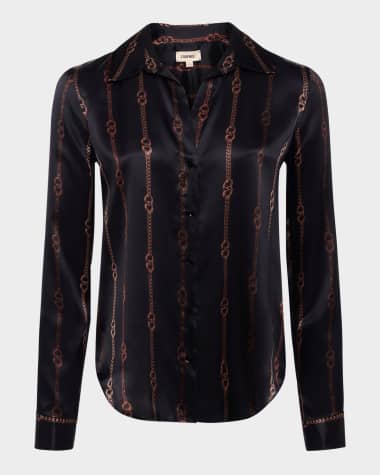 L'Agence Tyler Chain-Printed Silk Blouse