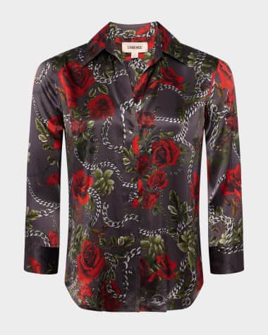 L'Agence Dani Rose Chain Silk Blouse