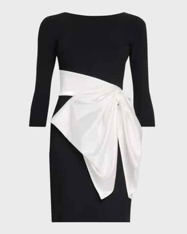 Chiara Boni La Petite Robe Boat-Neck Bow Mini Dress