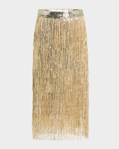 Elie Tahari The Zoey Sequin Tassel Midi Skirt