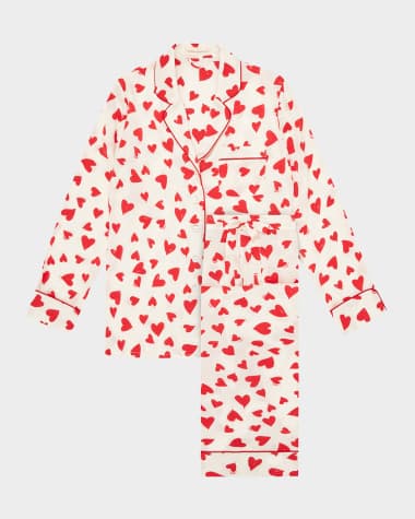 Olivia von Halle Lila Heart-Print Silk Pajama Set
