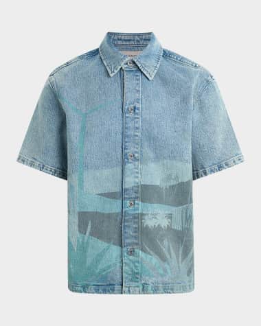 Hudson Men's Graphic Denim Button-Down Shirt