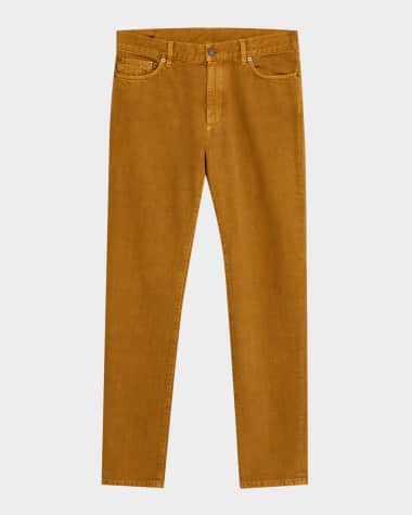 ZEGNA Men's Ocher Melange Cotton Five-Pocket Pants