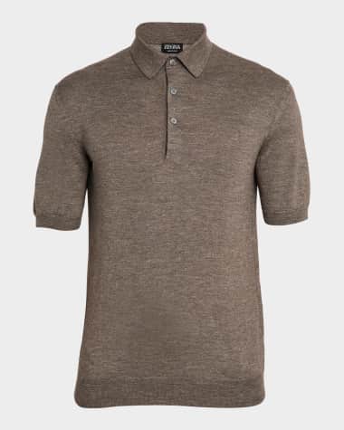 ZEGNA Men's Melange Silk, Cashmere and Linen Polo Sweater