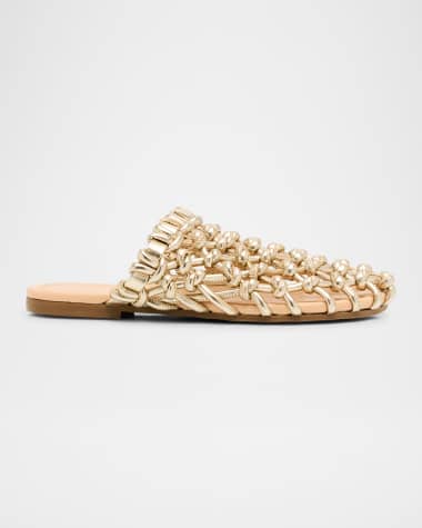 Odissi Nour Metallic Knot Net Slide Mules