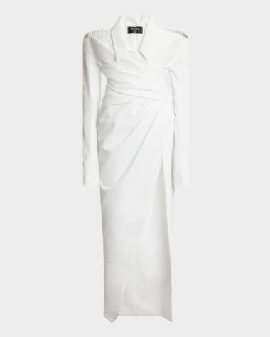 Balmain Strapless Illusion Shirt Gown