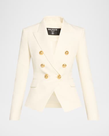 Balmain Classic Double-Breasted Fitted Wool Jacket