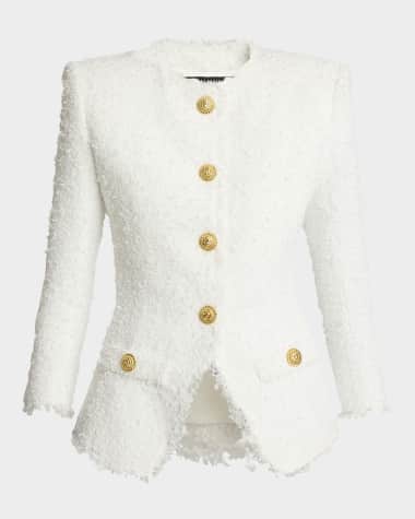 Balmain Collarless Tweed Jacket