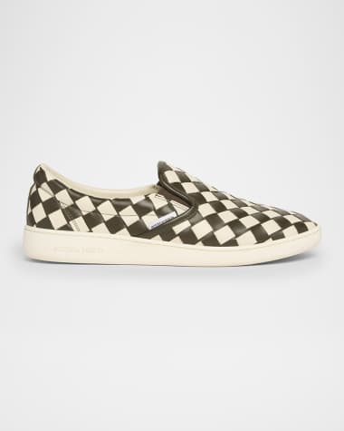 Bottega Veneta Men's Sawyer Intrecciato Check Calfskin Slip-On Sneakers
