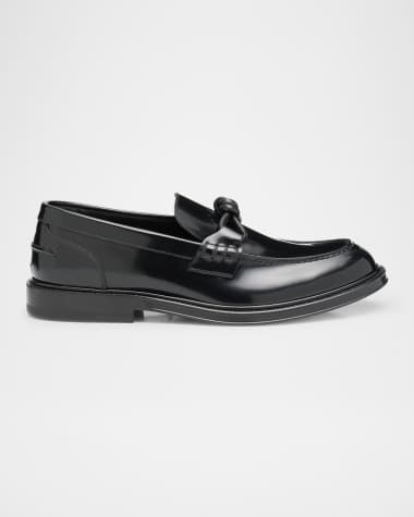Bottega Veneta Men's Tie Brushed Calfskin Bit Loafers
