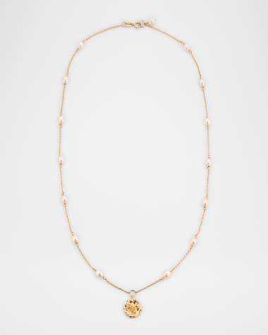 POPPY FINCH 14K Yellow Gold Nugget Pearl Station Necklace