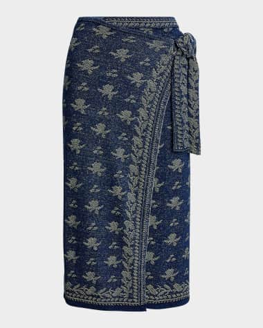 Polo Ralph Lauren Floral Knit Cotton Wrap Skirt