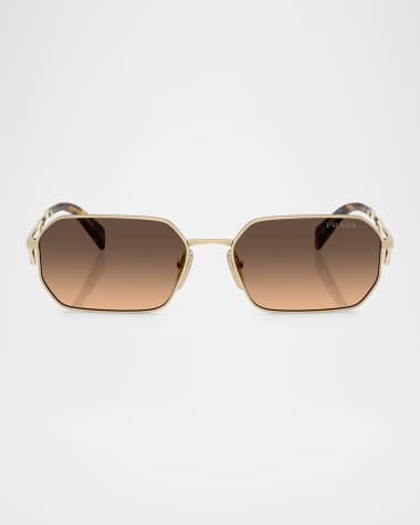 Prada Men's PR A51S Steel Rectangle Sunglasses