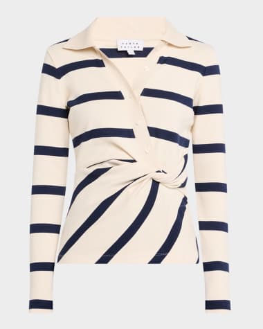 Tanya Taylor Ellicot Stripe Twist-Front Top