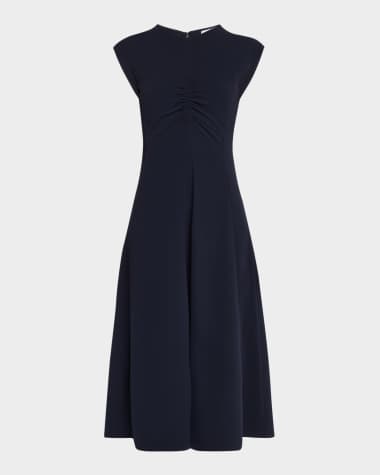 Tanya Taylor Sierra Ruched Short-Sleeve Midi Dress