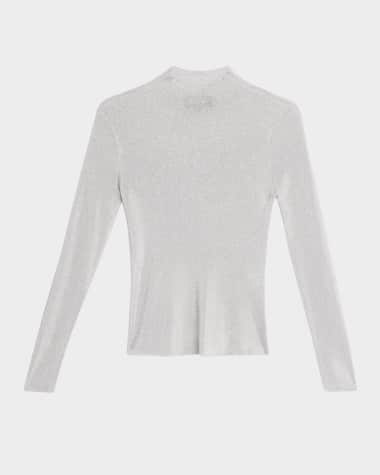 SER.O.YA Avery Metallic Knit Mock-Neck Top