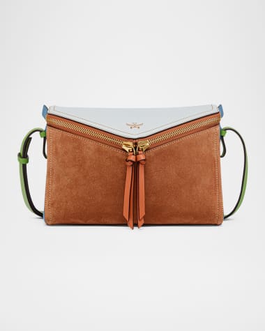 MCM 3D Diamond Colorblock Suede Shoulder Bag