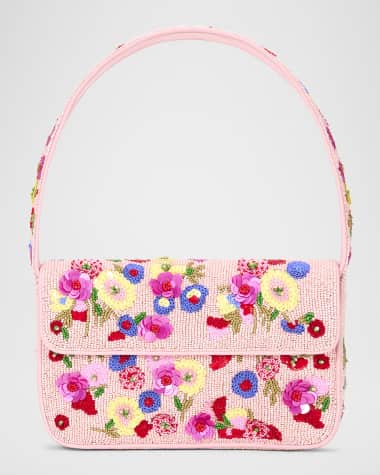 STAUD Tommy Beaded Flap Shoulder Bag