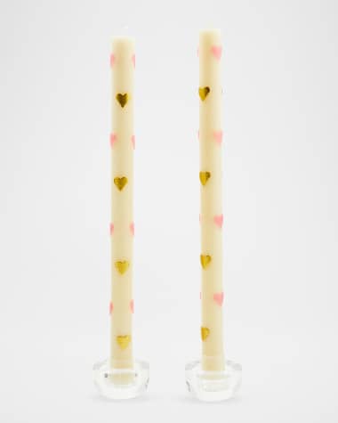 MacKenzie-Childs Pink Hearts Dinner Candles, Set of 2