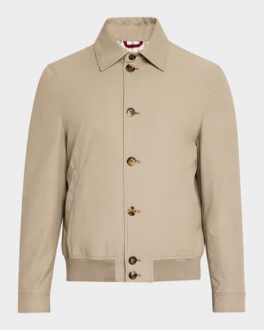 Brunello Cucinelli Men's Nylon Button-Front Bomber Jacket