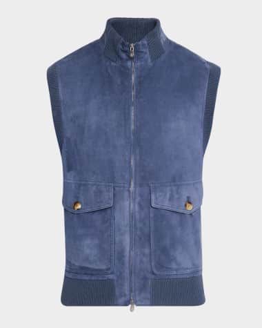 Brunello Cucinelli Men's Suede Full-Zip Vest