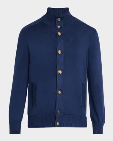 Brunello Cucinelli Men's Cotton Button-Front Cardigan Sweater