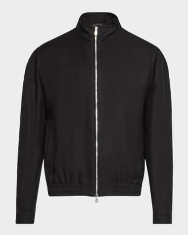 Brunello Cucinelli Men's Linen, Wool and Silk Full-Zip Blouson Jacket