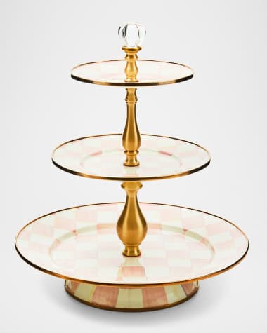 MacKenzie-Childs Rosy Check Three-Tier Sweet Stand
